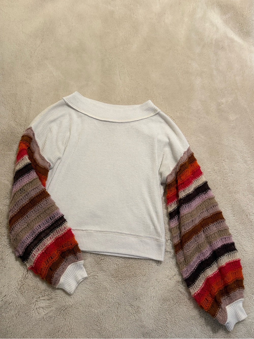 Free People Cha Cha Stripe Sleeve Top